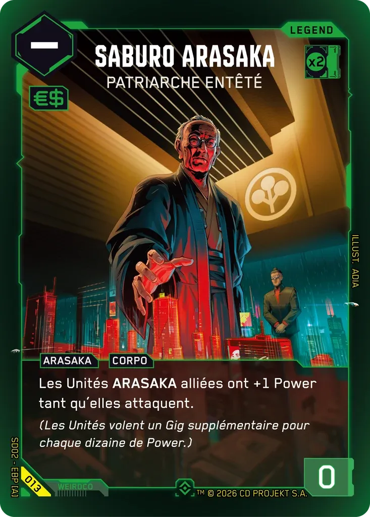 Saburo Arasaka - Stubborn Patriarch — Embracing Power — Retail Starter Deck — FR — Cyberpunk