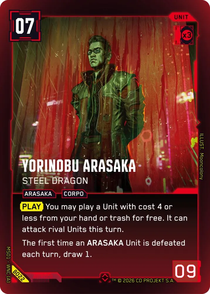 Yorinobu Arasaka - Steel Dragon — Welcome to Night City - Beta — Cyberpunk TCG
