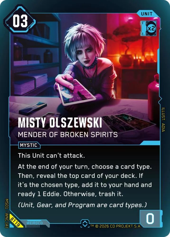 Misty Olszewski - Mender of Broken Spirits — Welcome to Night City - Beta — Cyberpunk TCG