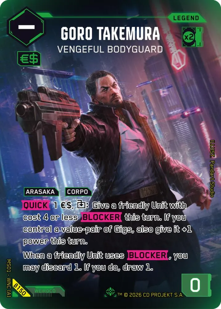Goro Takemura - Vengeful Bodyguard — Welcome to Night City - Beta — Cyberpunk TCG