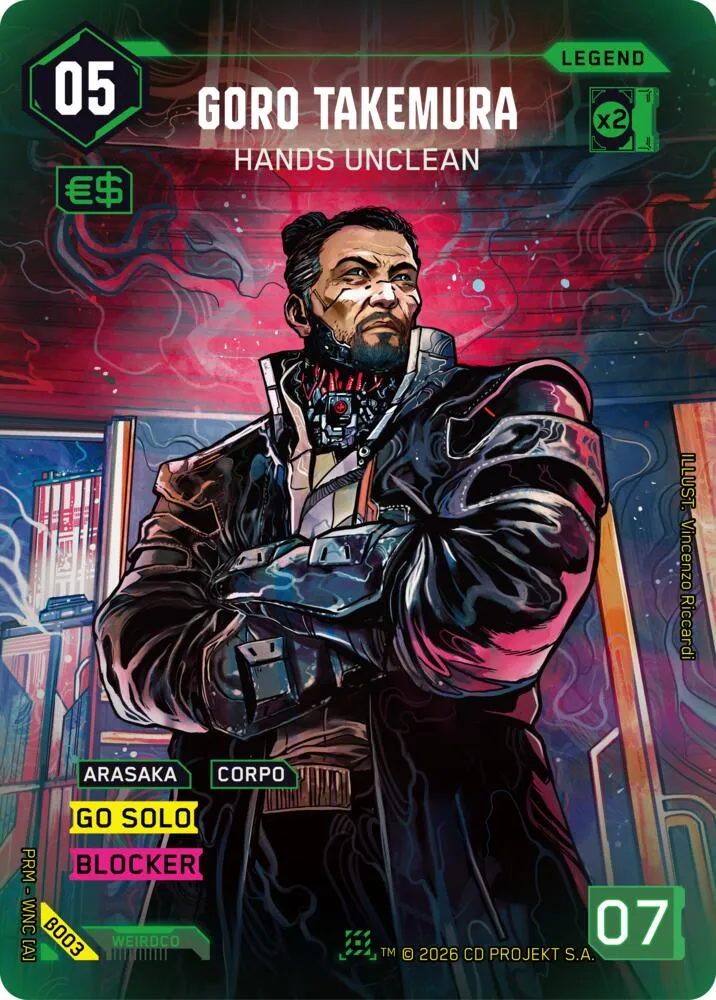 Goro Takemura - Hands Unclean — Box Toppers - Beta — Cyberpunk TCG