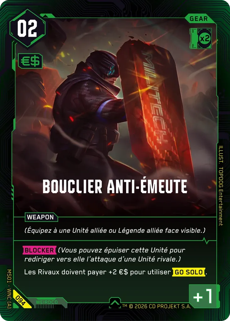 Riot Shield — Welcome to Night City — Retail — FR — Cyberpunk TCG