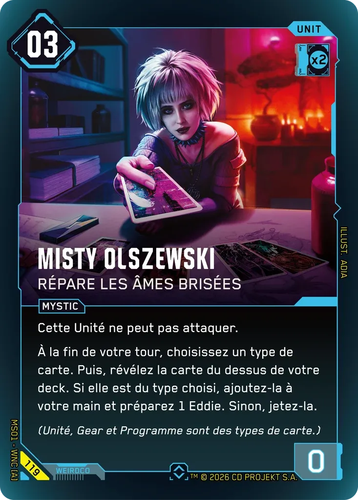 Misty Olszewski - Mender of Broken Spirits — Welcome to Night City — Retail — FR — Cyberpunk TCG