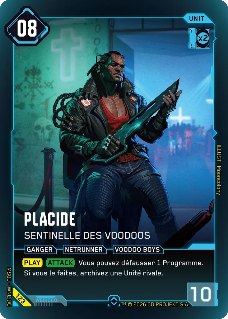 Placide - Voodoo Sentinel — Welcome to Night City — Retail — FR — Cyberpunk TCG