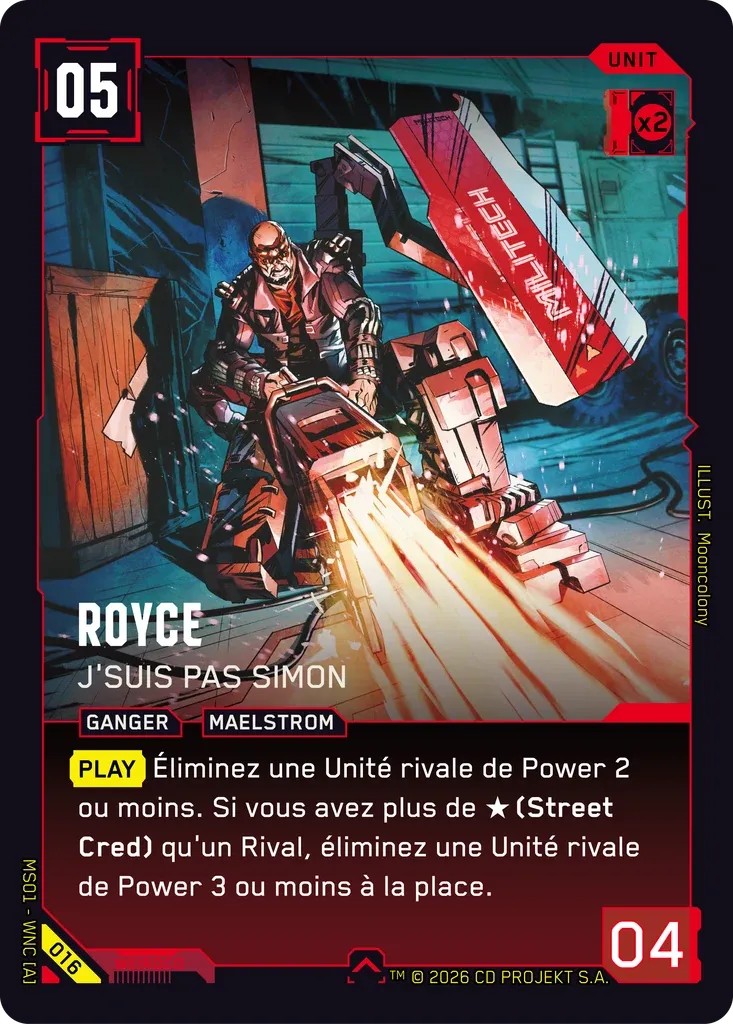 Royce - Don't Call Me Simon — Welcome to Night City — Retail — FR — Cyberpunk TCG