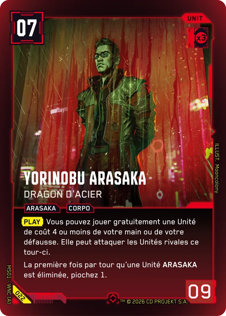 Yorinobu Arasaka - Steel Dragon — Welcome to Night City — Retail — FR — Cyberpunk TCG