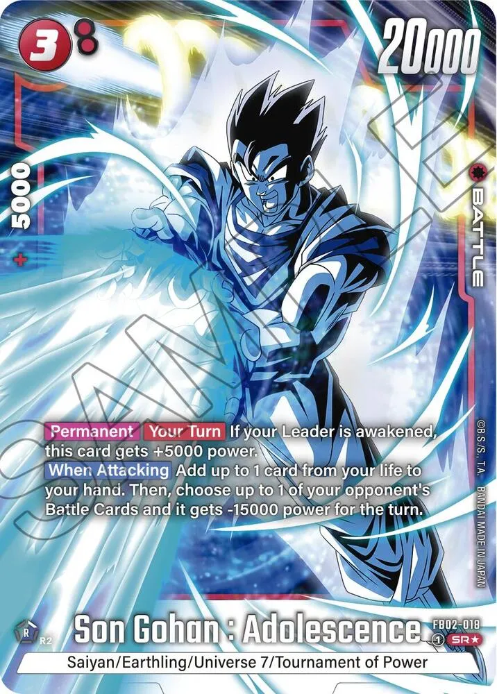 Son Gohan : Adolescence - FB02-018 (Alternate Art) — Blazing Aura — Dragon Ball Super: Fusion World