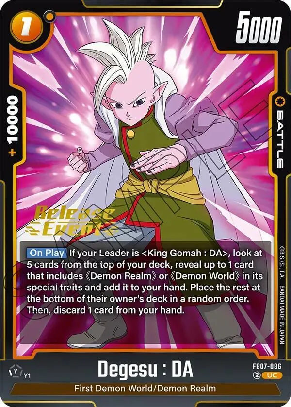 Degesu : DA — Wish For Shenron Release Event Cards — Dragon Ball Super: Fusion World