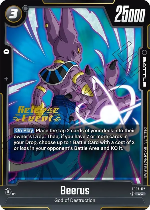 Beerus — Wish For Shenron Release Event Cards — Dragon Ball Super: Fusion World