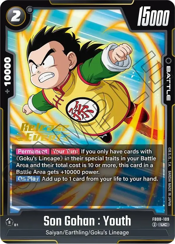 Son Gohan : Youth - FB08-109 — Saiyan's Pride Release Event Cards — Dragon Ball Super: Fusion World