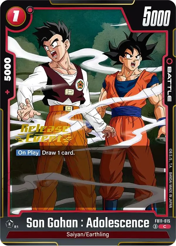 Son Gohan : Adolescence - FB11-015 — Brightness of Hope Release Event Cards — Dragon Ball Super: Fusion World