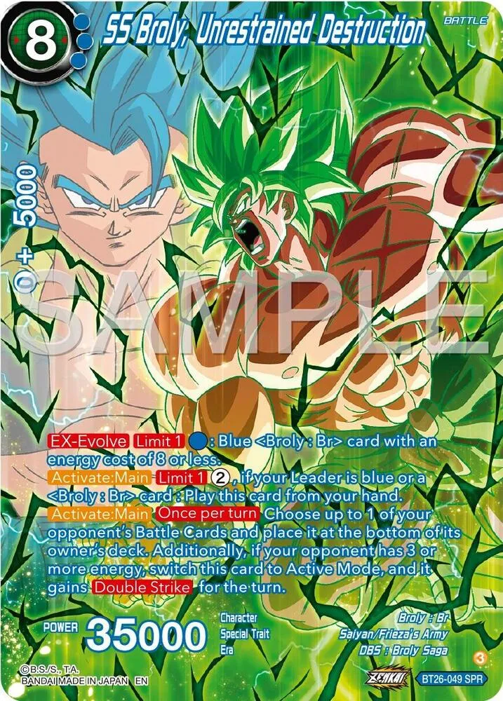 SS Broly, Unrestrained Destruction (SPR) — Ultimate Advent — Dragon Ball Super: Masters