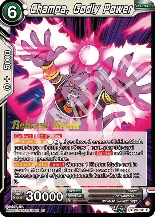 Champa, Godly Power — Prismatic Clash Release Event — Dragon Ball Super: Masters
