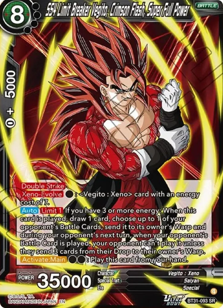 SS4 Limit Breaker Vegito, Crimson Flash, Super Full Power — Impact Beyond Dimensions — Dragon Ball Super: Masters