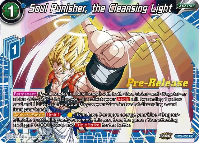Soul Punisher, the Cleansing Light — Critical Blow Pre-Release Cards — Dragon Ball Super: Masters