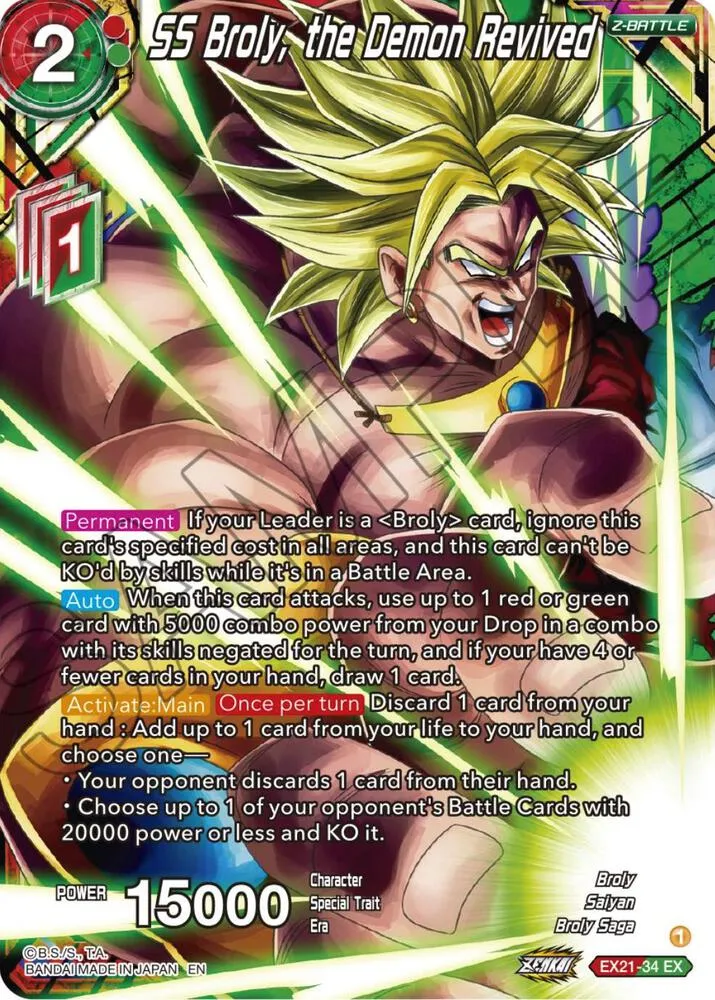 SS Broly, the Demon Revived from 5th Anniversary Set - Dragon Ball Super: Masters