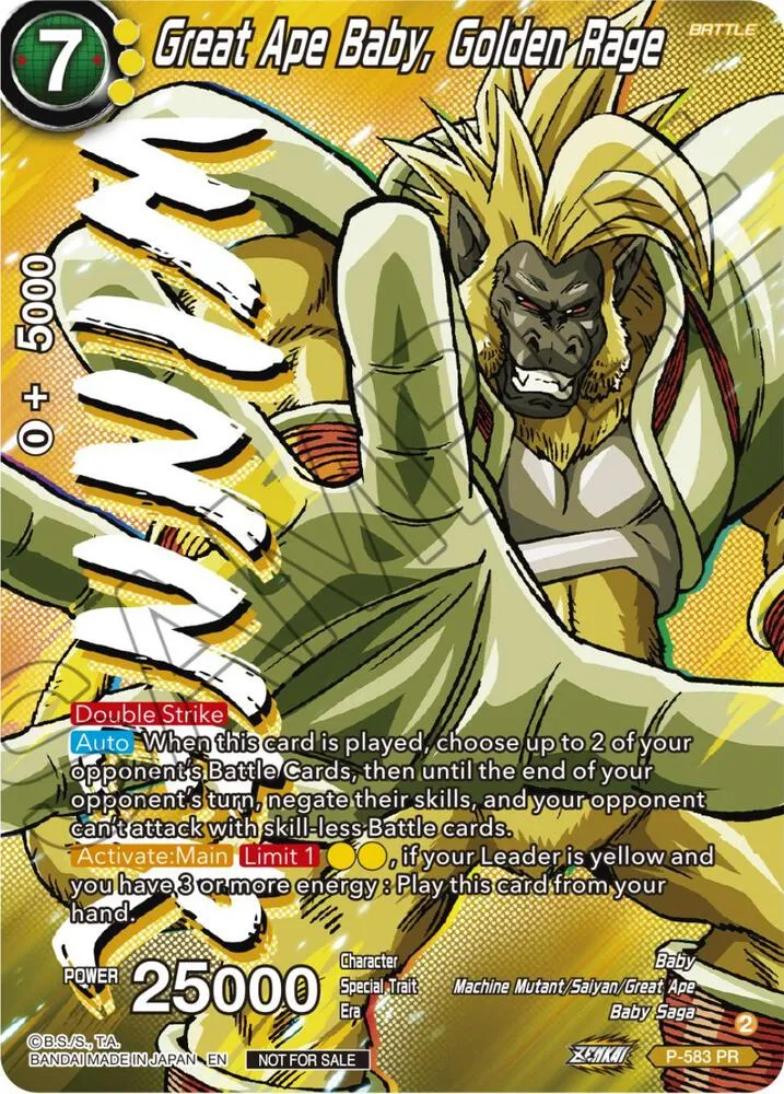 Great Ape Baby, Golden Rage (Zenkai Series Tournament Pack Vol.7) (Winner) from Tournament Promotion Cards - Dragon Ball Super: Masters