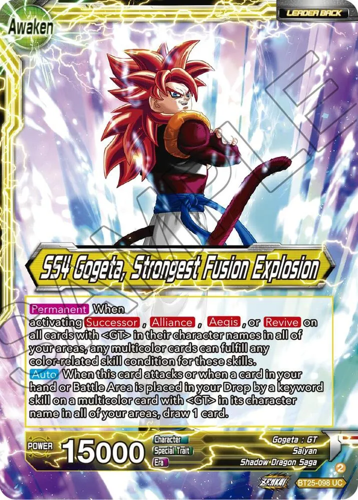 SS4 Son Goku & SS4 Vegeta // SS4 Gogeta, Strongest Fusion Explosion — Legend of the Dragon Balls — Dragon Ball Super: Masters