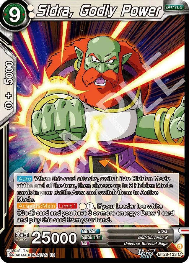 Sidra, Godly Power from Prismatic Clash - Dragon Ball Super: Masters