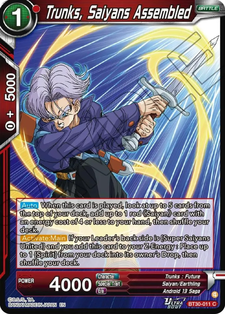 Trunks, Saiyans Assembled — Three Glorious Fighters — Dragon Ball Super: Masters