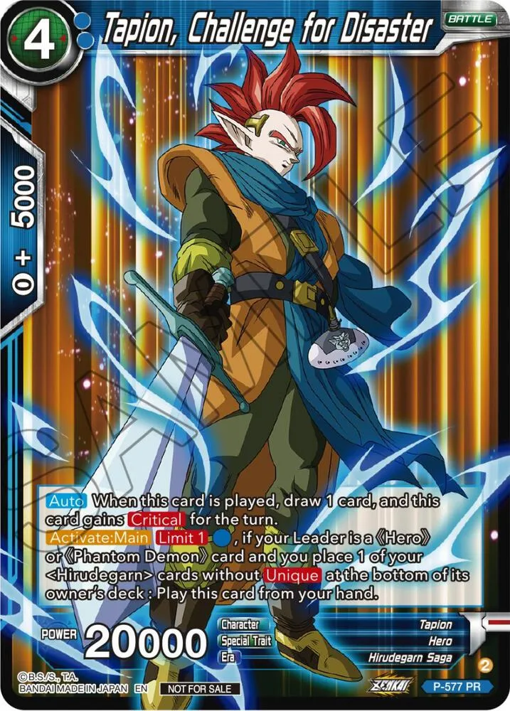Tapion, Challenge for Disaster (Zenkai Series Tournament Pack Vol.7) — Tournament Promotion Cards — Dragon Ball Super: Masters