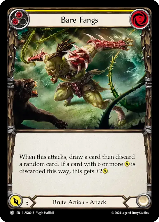 Bare Fangs (Yellow) — Armory Deck - Kayo, Armed and Dangerous — Flesh and Blood