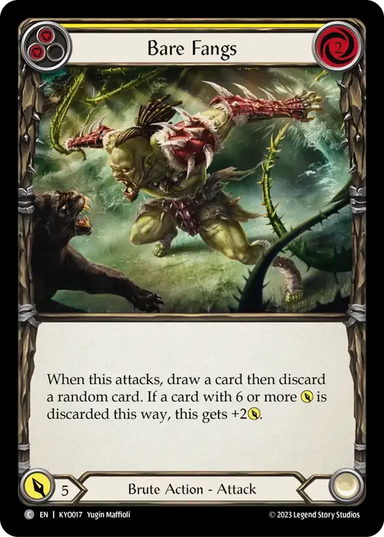 Bare Fangs (Yellow) — Kayo - Heavy Hitters Blitz Deck — Flesh and Blood