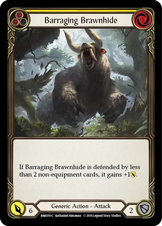 Barraging Brawnhide (Yellow) — Rhinar, Reckless Rampage - Hero Deck — Flesh and Blood