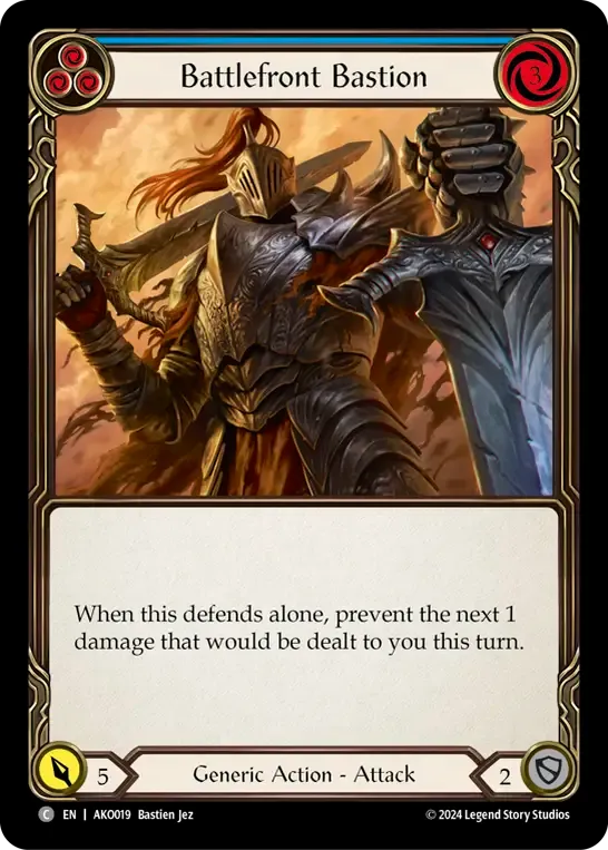 Battlefront Bastion (Blue) — Armory Deck - Kayo, Armed and Dangerous — Flesh and Blood