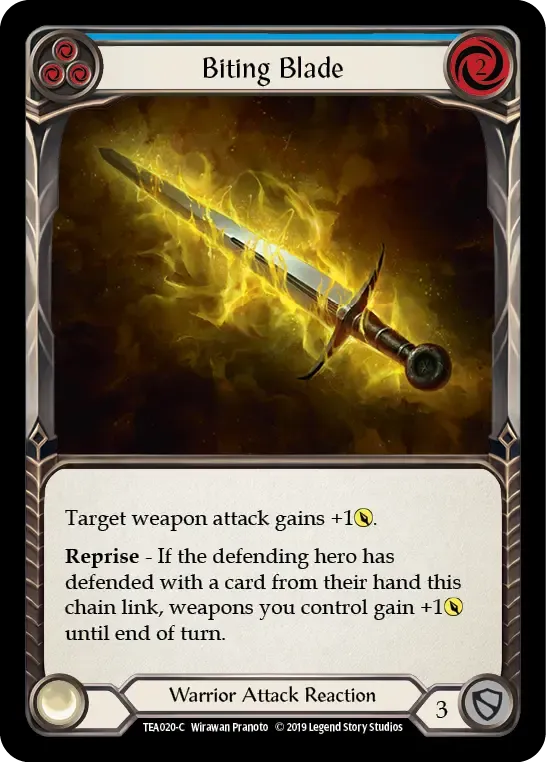 Biting Blade (Blue) — Dorinthea Ironsong - Hero Deck — Flesh and Blood