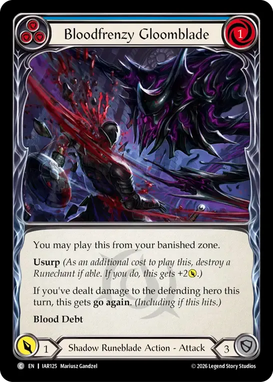 Bloodfrenzy Gloomblade (Blue) — Usurp the Shadow Throne — Flesh and Blood