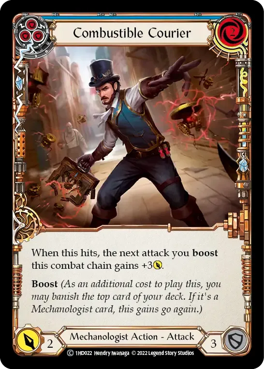 Combustible Courier (Blue) — Dash - Blitz Deck — Flesh and Blood