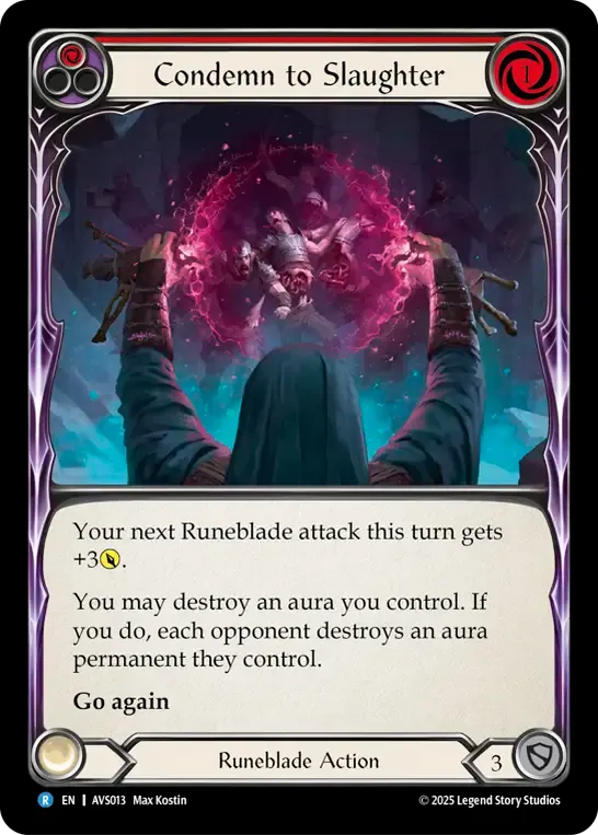 Condemn to Slaughter (Red) — Armory Deck Legends - Viserai, Rune Blood — Flesh and Blood