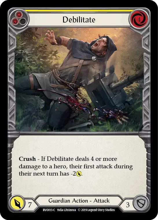 Debilitate (Yellow) — Bravo, Showstopper - Hero Deck — Flesh and Blood