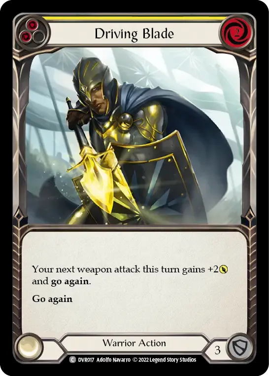 Driving Blade (Yellow) from Classic Battles: Rhinar vs Dorinthea - Flesh and Blood