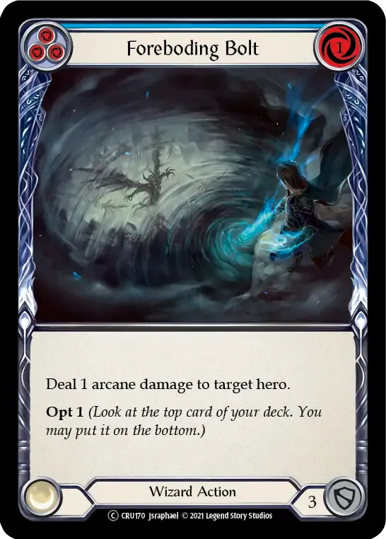 Foreboding Bolt (Blue) — Crucible of War - Unlimited — Flesh and Blood