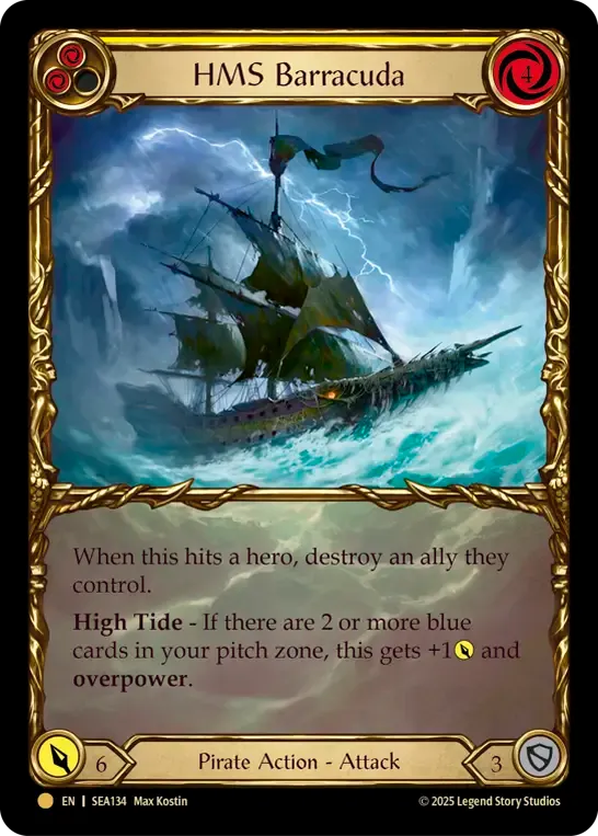 HMS Barracuda (Yellow) — High Seas - Treasure Pack — Flesh and Blood