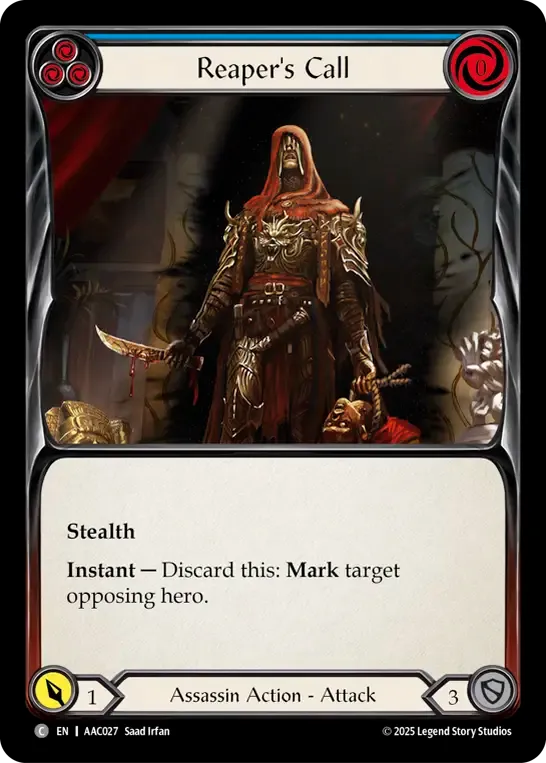 Reaper's Call (Blue) — Armory Deck - Arakni, 5L!p3d 7hRu 7h3 cR4X — Flesh and Blood