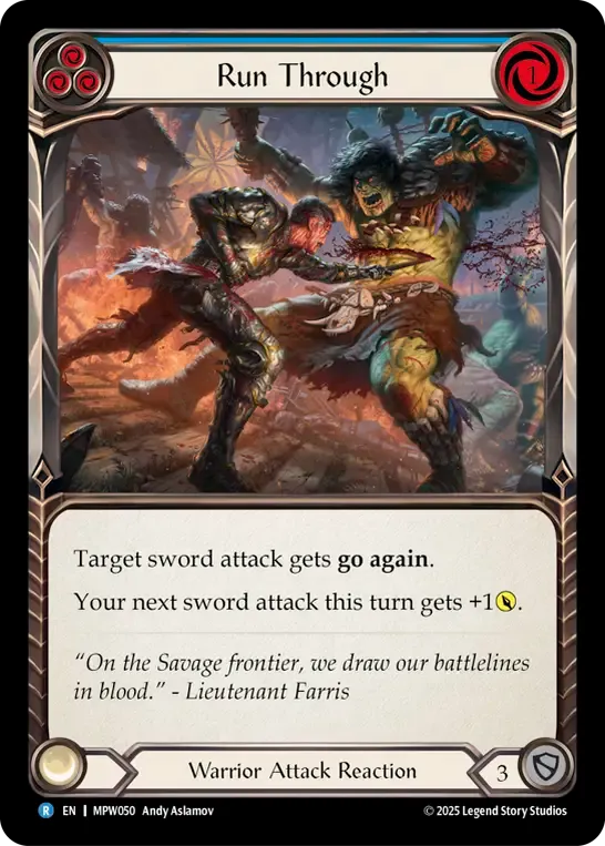 Run Through (Blue) — Mastery Pack Warrior — Flesh and Blood