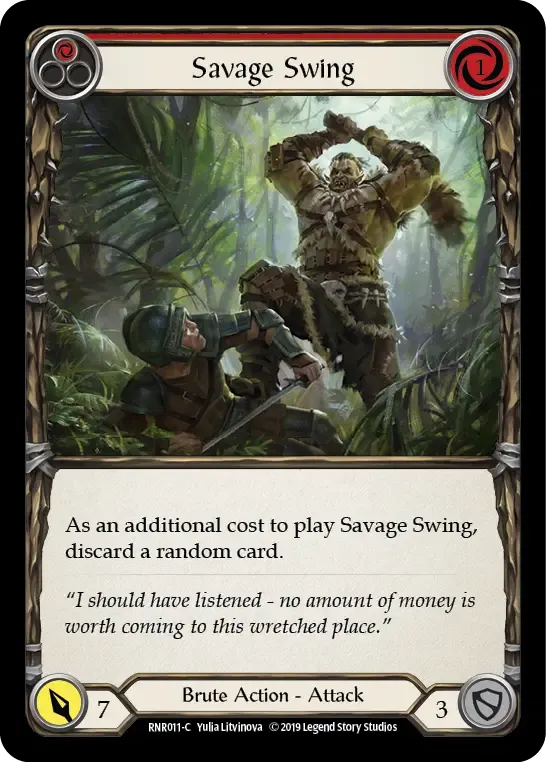 Savage Swing (Red) — Rhinar, Reckless Rampage - Hero Deck — Flesh and Blood