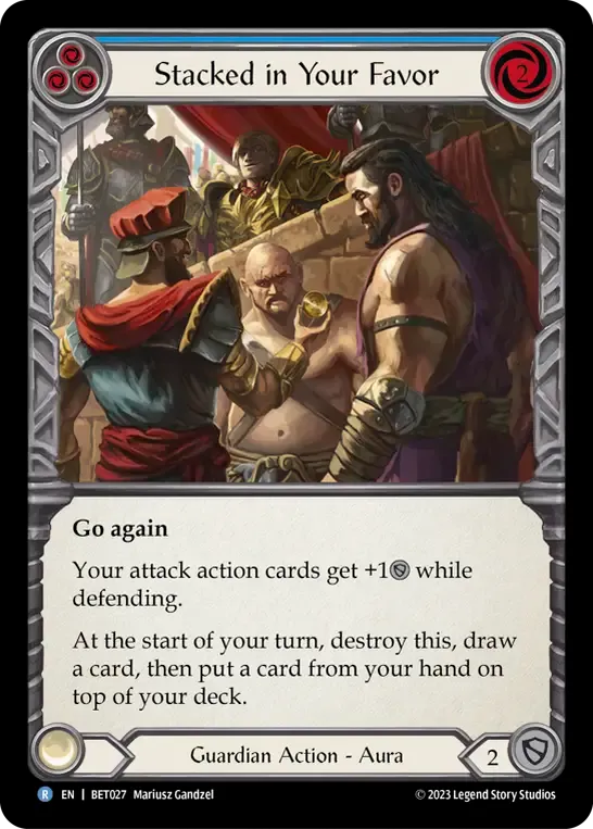 Stacked in Your Favor (Blue) — Betsy - Heavy Hitters Blitz Deck — Flesh and Blood
