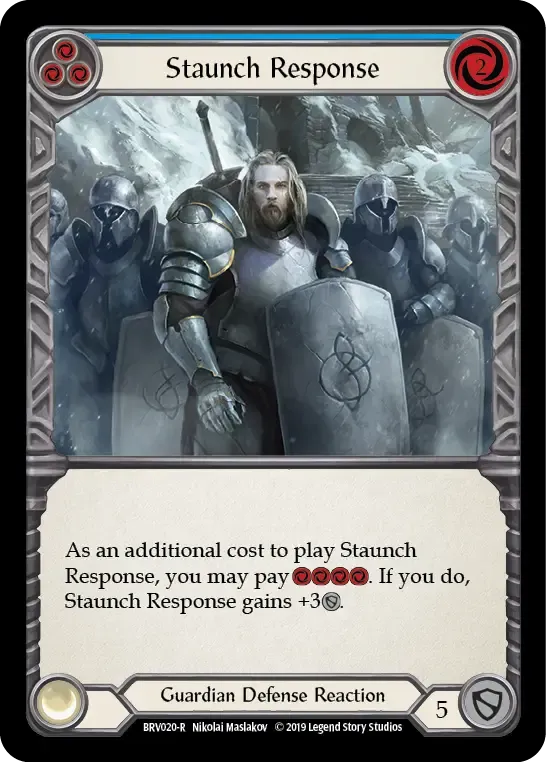 Staunch Response (Blue) — Bravo, Showstopper - Hero Deck — Flesh and Blood