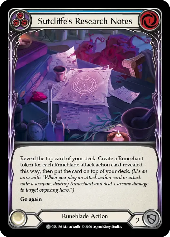 Sutcliffe's Research Notes (Blue) — Crucible of War — Flesh and Blood