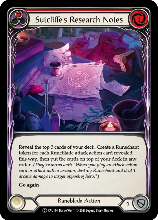Sutcliffe's Research Notes (Red) — Crucible of War - Unlimited — Flesh and Blood