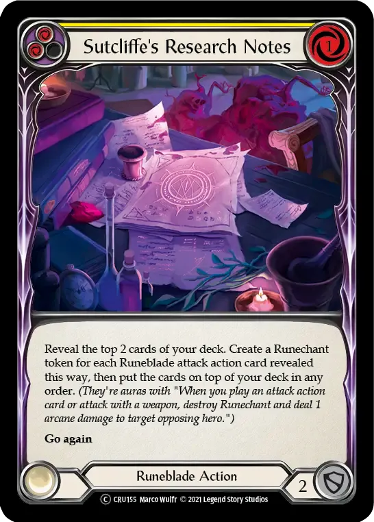 Sutcliffe's Research Notes (Yellow) — Crucible of War - Unlimited — Flesh and Blood