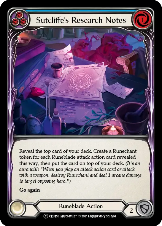 Sutcliffe's Research Notes (Blue) — Crucible of War - Unlimited — Flesh and Blood
