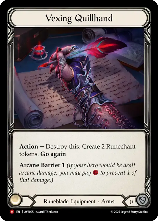 Vexing Quillhand — Armory Deck Legends - Viserai, Rune Blood — Flesh and Blood