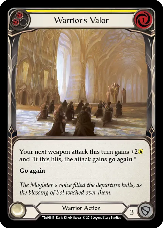 Warrior's Valor (Yellow) — Dorinthea Ironsong - Hero Deck — Flesh and Blood