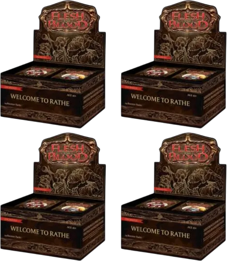 Case de 4 displays Welcome to Rathe Unlimited — Welcome to Rathe - Unlimited — Flesh and Blood