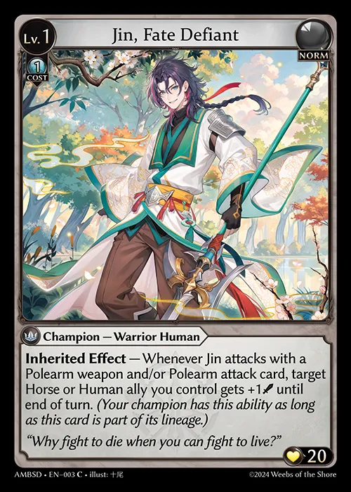 Jin, Fate Defiant — Mortal Ambition Starter Decks — Grand Archive
